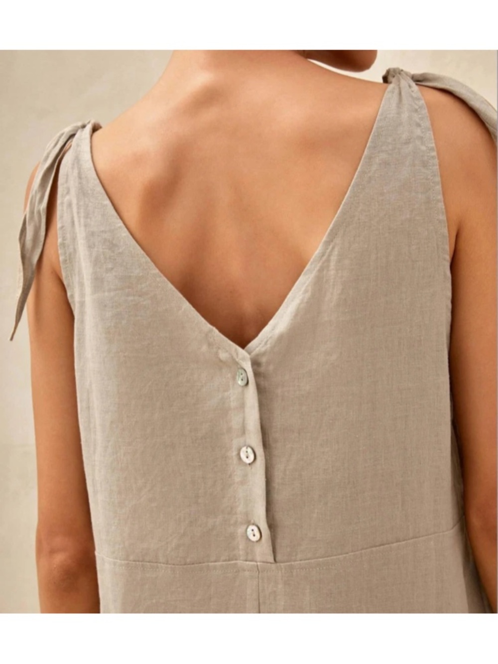 LINTICO 100% Linen Camisole Dress QEARL XL Beach Boho Coastal Minimalist Tan - Picture 5 of 15
